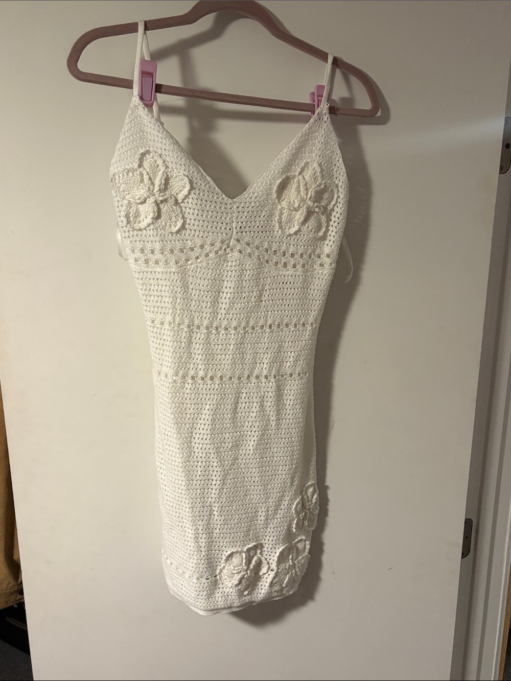 French Coast Crochet Mini Dress White - XL
